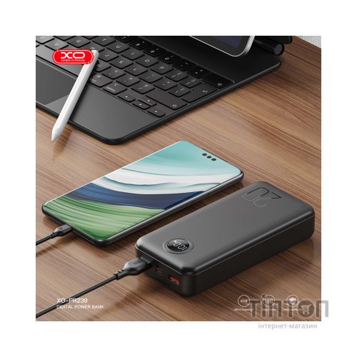 Батарея універсальна XO 20000mAh, PD/20W, QC/22.5W, black (PR239_Black)