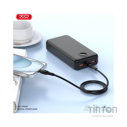 Батарея універсальна XO 20000mAh, PD/20W, QC/22.5W, black (PR239_Black)