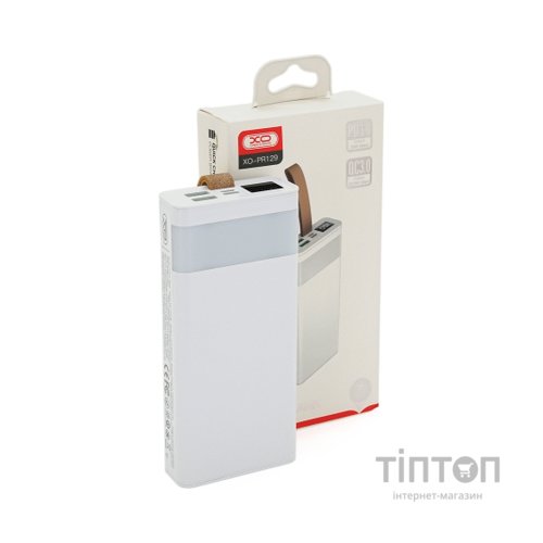 Батарея універсальна XO 20000mAh, PD/20W, QC/22.5W, flashlight, Micro-USB, Type-C, USB-A*2, white (XO-PR129W / 29304)