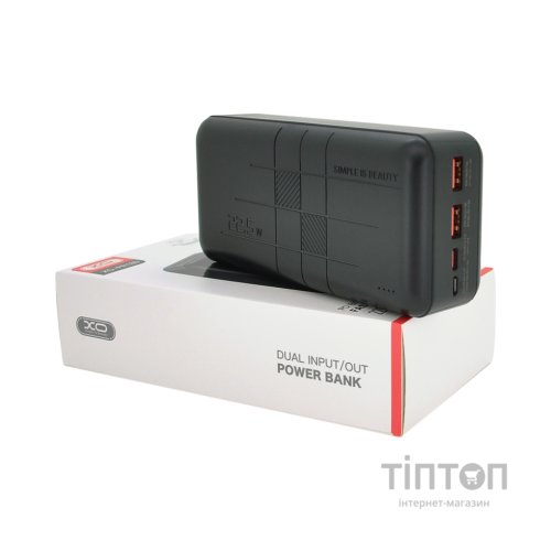 Батарея універсальна XO 30000mAh, PD/20W, QC3.0/22.5W, Input(Type-C,MicroUSB), Output(2*USB,Type-C), Black (XO-PR189B / 29189)