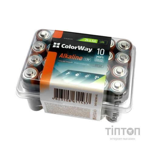 Батарейка ColorWay AA LR6 Alkaline Power (лужні) * 24 plastic box (CW-BALR06-24PB)