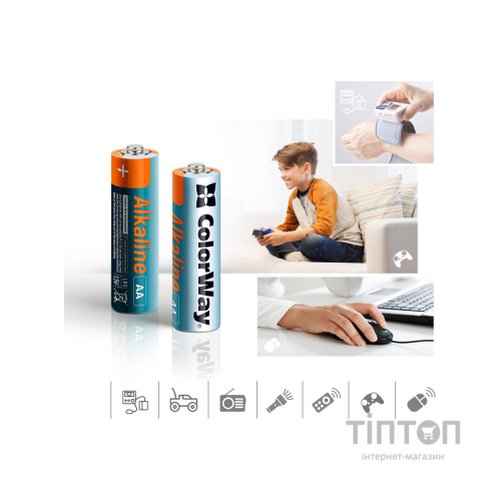 Батарейка ColorWay AA LR6 Alkaline Power (лужні) * 40 colour box (CW-BALR06-40CB)