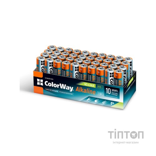 Батарейка ColorWay AAA LR6 Alkaline Power (лужні) * 40 colour box (CW-BALR03-40CB)