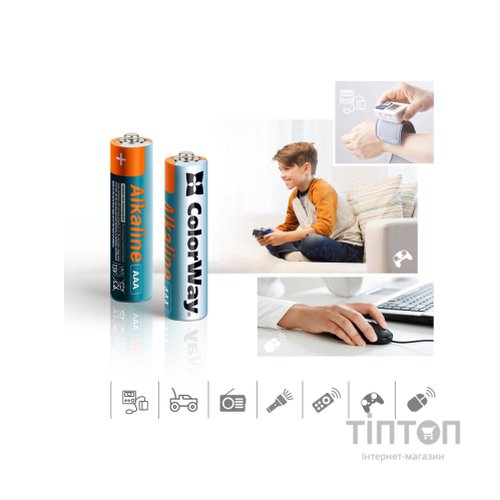 Батарейка ColorWay AAA LR6 Alkaline Power (лужні) * 40 colour box (CW-BALR03-40CB)