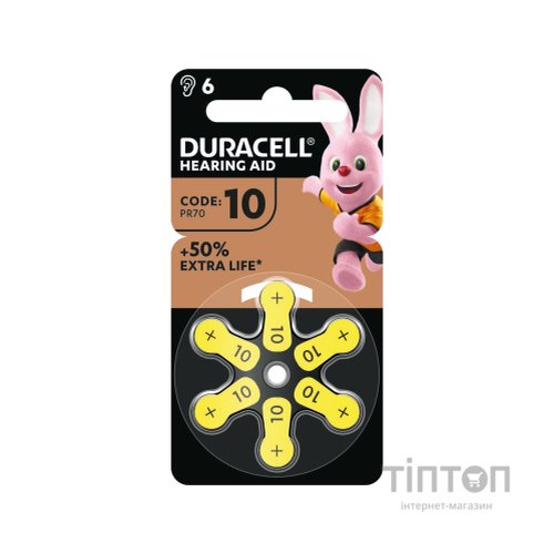 Батарейка Duracell 10 / P10 / PR70 Zinc Air (1.4V) * 6 (5007510/5011445)