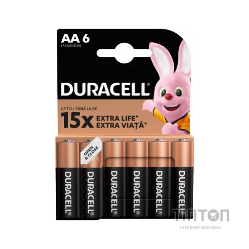 Батарейка Duracell AA MN1500 LR06* 6 (5+1) (5000394107427)