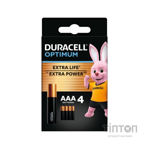 Батарейка Duracell Optimum AAA лужні 4 шт. в упаковці (5015596)