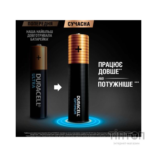 Батарейка Duracell Optimum AAA лужні 4 шт. в упаковці (5015596)