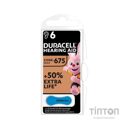 Батарейка Duracell PR44 / 675 * 6 (5004326)