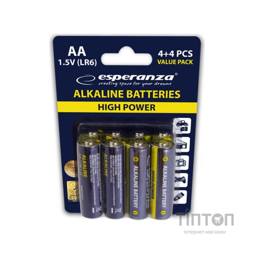 Батарейка Esperanza AA LR6 Alkaline * 8 (EZB103)