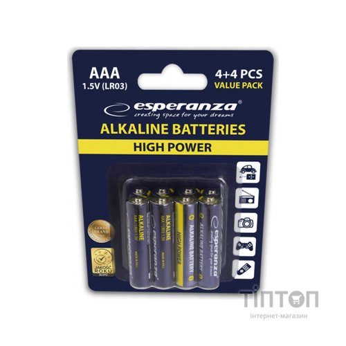 Батарейка Esperanza AAA LR03 Alkaline * 8 (EZB104)