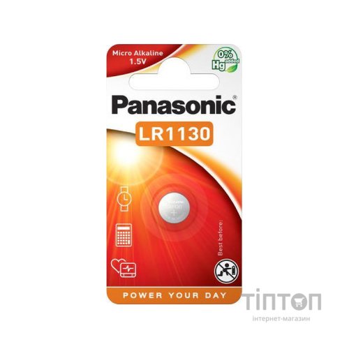Батарейка LR-1130 (389, V10GA, AG10, RW49, G10, GP89A, LR54) Panasonic (LR-1130EL/1B)