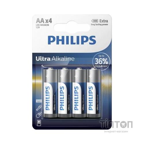 Батарейка Philips AA LR6 Ultra Alkaline * 4 (LR6E4B/10)