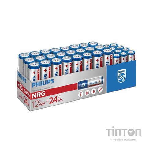 Батарейка Philips AA+AAA Power Alkaline лужна пак=24+12 (LR036G36W/10)