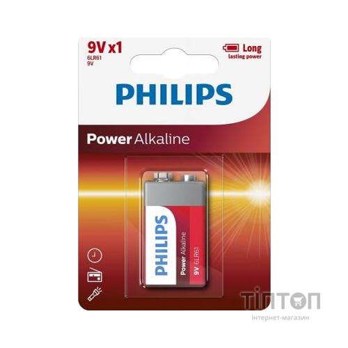 Батарейка Philips Крона 6LR61 Power Alkaline * 1 (6LR61P1B/10)