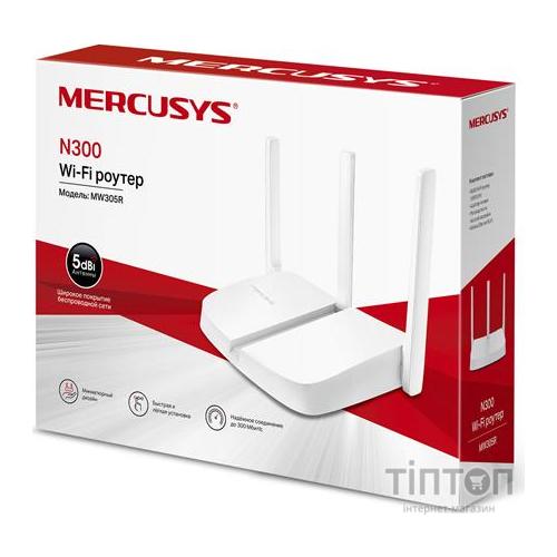 Беспроводной маршрутизатор Mercusys MW305R V2 (N300, 1хFE Wan, 4хFE LAN , 3 антенны)