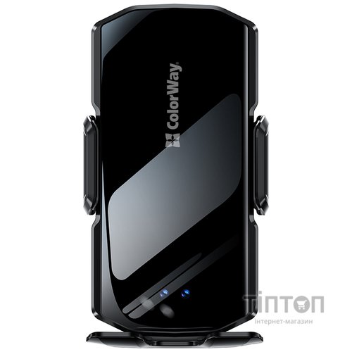 Універсальний автотримач ColorWay FlameGrip, автозажим, Wireless Charger 15W Black (CW-CHAW070Q-BK)