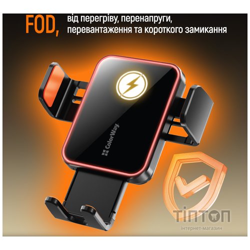 Універсальний автотримач ColorWay Ultra-mini. автозажим, Wireless Charger 15W Black (CW-CHAW069Q-BK)