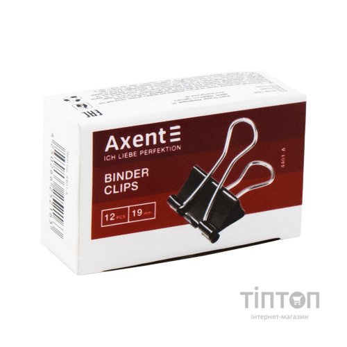 Біндер металевий Axent 19 мм, 12шт, black (4401-A)