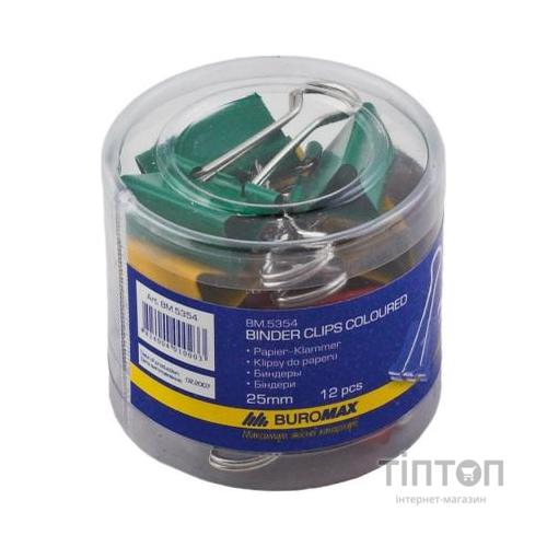 Біндер металевий BUROMAX 25мм, 12шт, color (BM.5354)