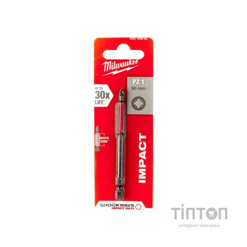 Біта для шуруповерта Milwaukee SHOCKWAVE, PZ1, 90мм 1шт (4932430862)