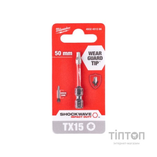 Біта для шуруповерта Milwaukee SHOCKWAVE, TX15, 50мм 1шт (4932451286)