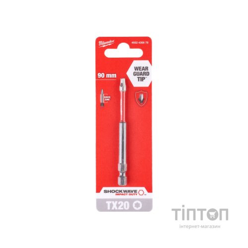 Біта для шуруповерта Milwaukee SHOCKWAVE, TX20, 90мм 1шт (4932430878)