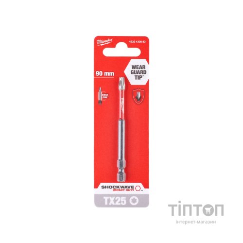 Біта для шуруповерта Milwaukee SHOCKWAVE, TX25, 90мм 1шт (4932430883)
