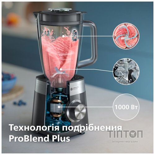 Блендер Philips стаціонарний Series 5000, 1000Вт, чаша-2000мл, сірий (HR3020/20)