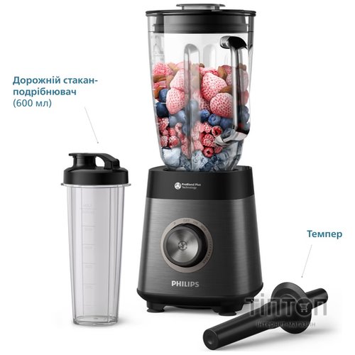 Блендер Philips стаціонарний Series 5000, 1200Вт, чаша-2000мл, скло, склянка в ко (HR3041/00)