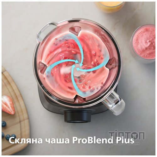 Блендер Philips стаціонарний Series 5000, 1200Вт, чаша-2000мл, скло, склянка в ко (HR3041/00)