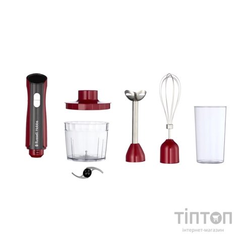 Блендер Russell Hobbs Hobbs заглибний Desire Red, 500Вт, чаша-500мл, вінчик, міні-подріб. (27140-56)