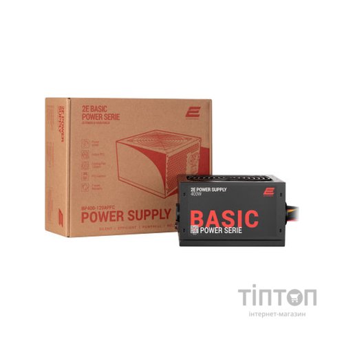 Блок живлення 2E BASIC POWER (400W), 80, 120mm, 1xMB 24pin(20+4), 1xCPU 8pin(4+4), 3xMolex, 4xSATA, 1xPCIe 8pin( (2E-BP400-120APFC)