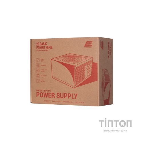 Блок живлення 2E BASIC POWER (400W), 80, 120mm, 1xMB 24pin(20+4), 1xCPU 8pin(4+4), 3xMolex, 4xSATA, 1xPCIe 8pin( (2E-BP400-120APFC)