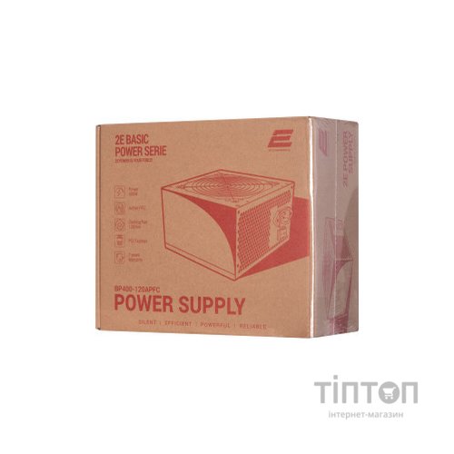 Блок живлення 2E BASIC POWER (400W), 80, 120mm, 1xMB 24pin(20+4), 1xCPU 8pin(4+4), 3xMolex, 4xSATA, 1xPCIe 8pin( (2E-BP400-120APFC)