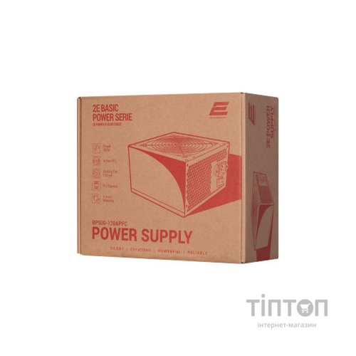 Блок живлення 2E BASIC POWER (500W), 80, 120mm, 1xMB 24pin(20+4), 1xCPU 8pin(4+4), 3xMolex, 4xSATA, 2xPCIe 8pin( (2E-BP500-120APFC)