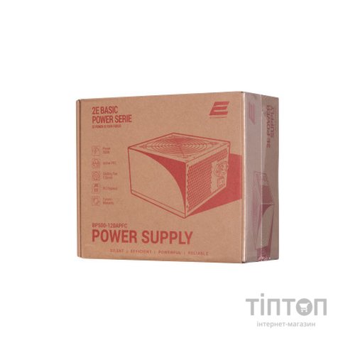 Блок живлення 2E BASIC POWER (500W), 80, 120mm, 1xMB 24pin(20+4), 1xCPU 8pin(4+4), 3xMolex, 4xSATA, 2xPCIe 8pin( (2E-BP500-120APFC)