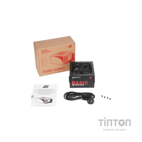 Блок живлення 2E BASIC POWER (600W), 80, 120mm, 1xMB 24pin(20+4), 1xCPU 8pin(4+4), 3xMolex, 4xSATA, 2xPCIe 8pin( (2E-BP600-120APFC)