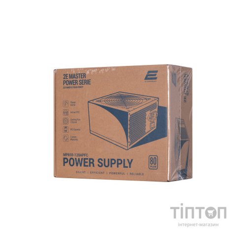 Блок живлення 2E MASTER POWER (650W), >80, 80+ White, 120mm, 1xMB 24pin(20+4), 1xCPU 8pin(4+4), 3xMolex, 5xSATA, (2E-MP650-120APFC)