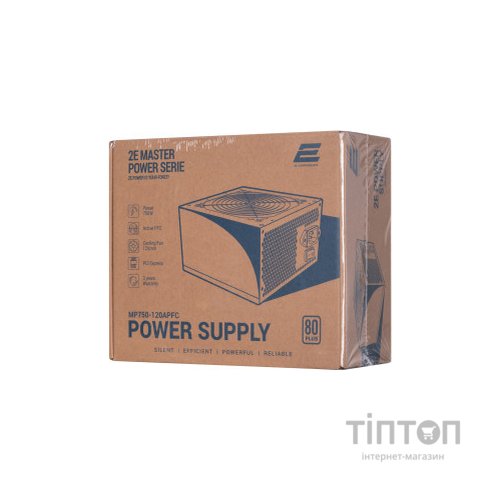 Блок живлення 2E MASTER POWER (750W), >80, 80+ White, 120mm, 1xMB 24pin(20+4), 1xCPU 8pin(4+4), 3xMolex, 5xSATA, (2E-MP750-120APFC)