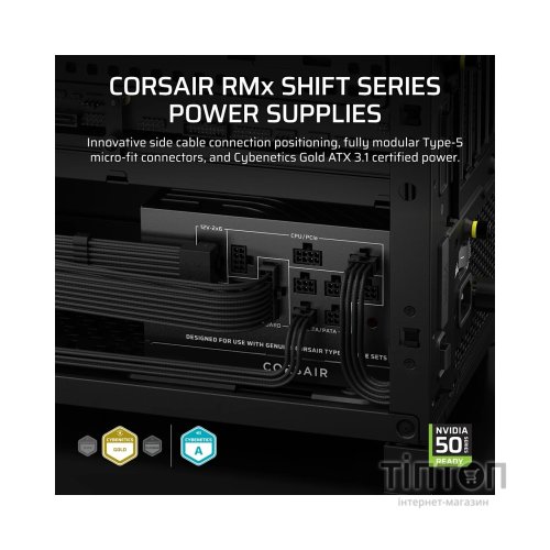 Блок живлення Corsair 1000W RM1000x Shift ATX 3.1 (CP-9020300-EU)