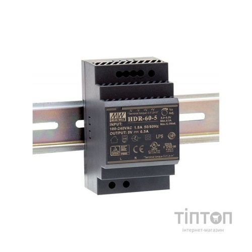 Блок живлення для систем відеоспостереження MeanWell HDR-60-12