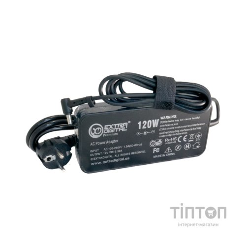 Блок живлення до ноутбуку Extradigital Asus 19V, 6.32A, 120W (5.5x2.5) Slim (PSA3892)