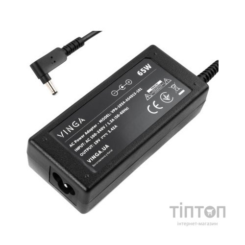 Блок живлення до ноутбуку Vinga ASUS 65W 19V 3,42A 4.0 *1.35 (VPA-1934-AS4013-101)