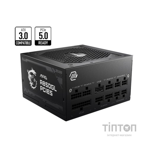 Блок живлення MSI 850W (MAG A850GL PCIE5)