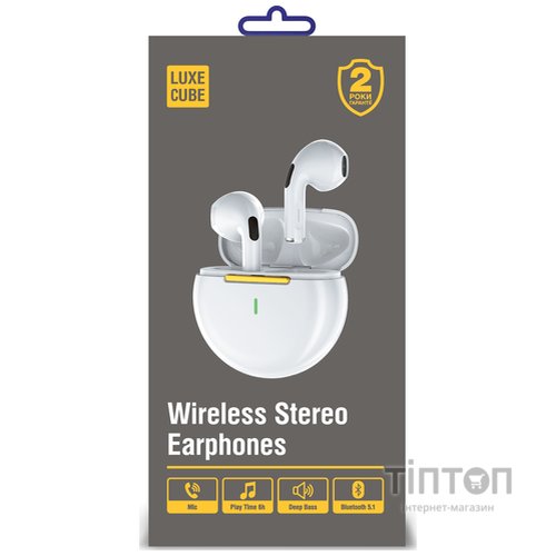 Bluetooth-гарнитура Luxe Cube PRO 6 White (4826668690034)