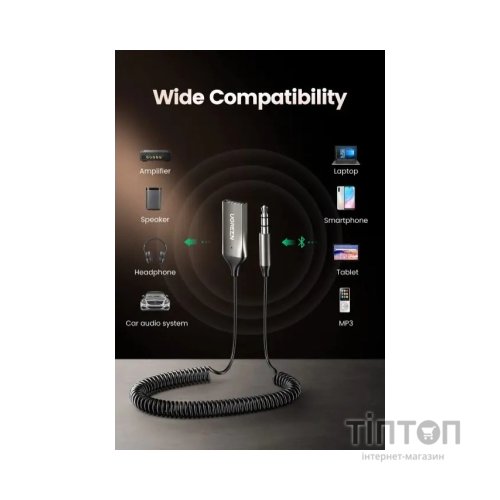 Bluetooth трансмітер Ugreen Bluetooth 5.0 Aux with mic CM309 UGREEN Black (70601)