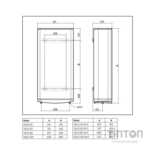 Бойлер VELIS PRO 80 EU (3626136)