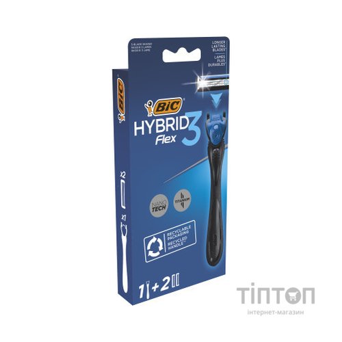 Бритва Bic Flex 3 Hybrid з 2 змінними картриджами (3086123519114)