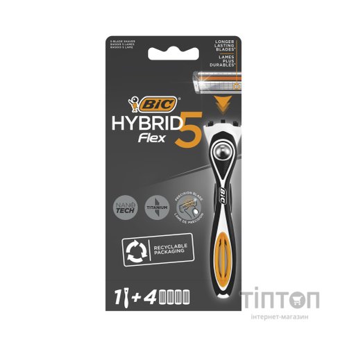 Бритва Bic Flex 5 Hybrid із 4 змінними картриджами (3086123644984)